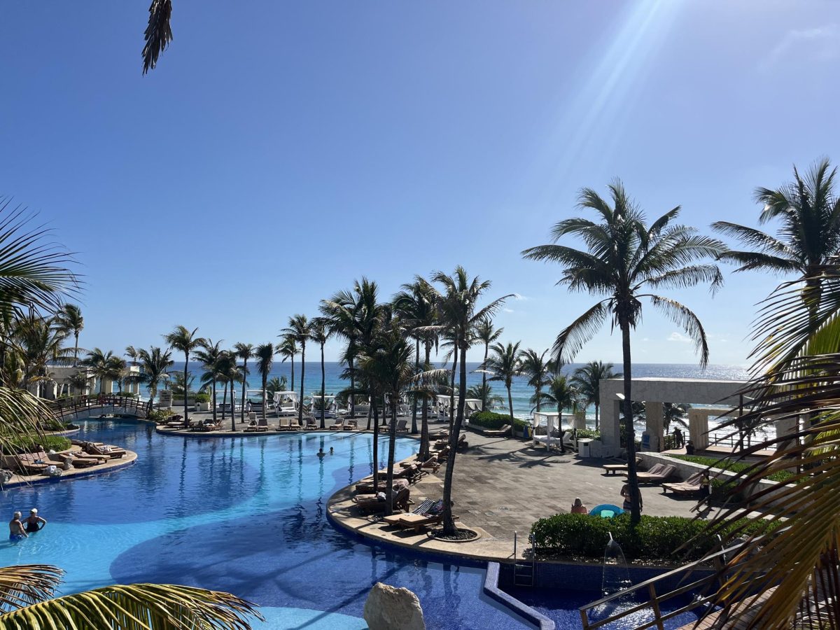 A photo overlooking the Grand Oasis resort in Cancun, Mexico, a popular spring break destination. 