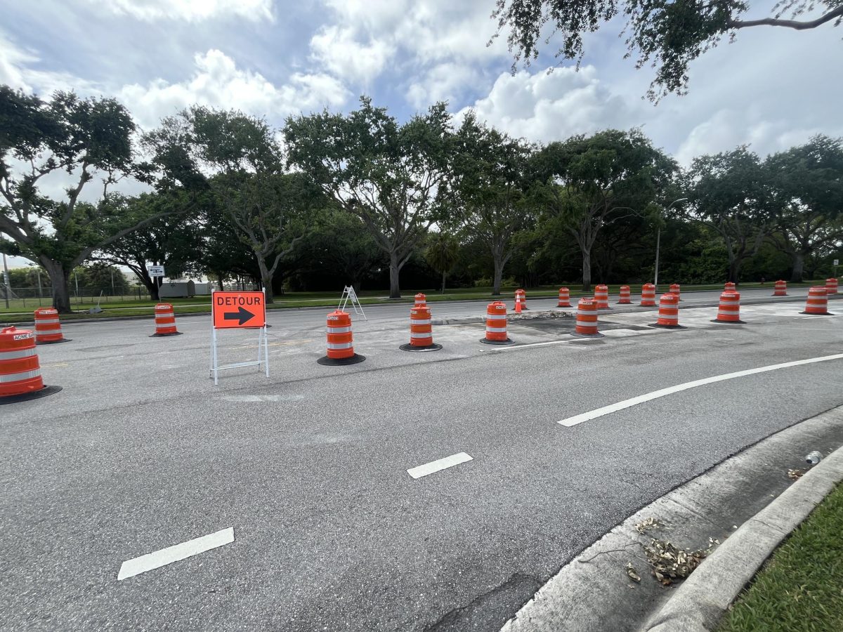 A water main break near Parking Lot 16 on Florida Atlantic Universities Boca Raton campus on April 2.

