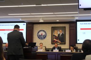 Board of Trustees members during Wednesday's meeting in the Dr. Jeffrey P. & Barbara S. Feingold Board of Trustees Room on the Boca Raton Campus.